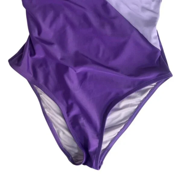 Cupshe One Shoulder One Piece Colorblock Swimsuit Small Purple New - Picture 4 of 10